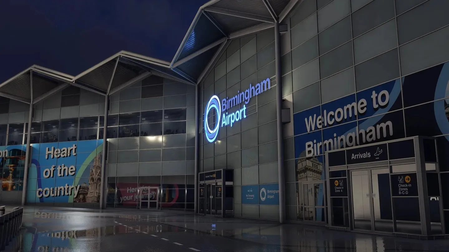 Birmingham Airport detalhado no Microsoft Flight Simulator 2024