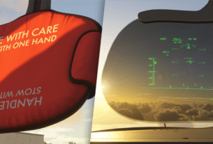 O novo sistema HUD (Heads-Up Display) do iniBuilds A350 visto de dentro do cockpit no Microsoft Flight Simulator.