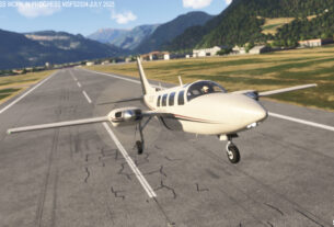 A2A Accu-Sim Aerostar 600 decolando no Microsoft Flight Simulator 2024.