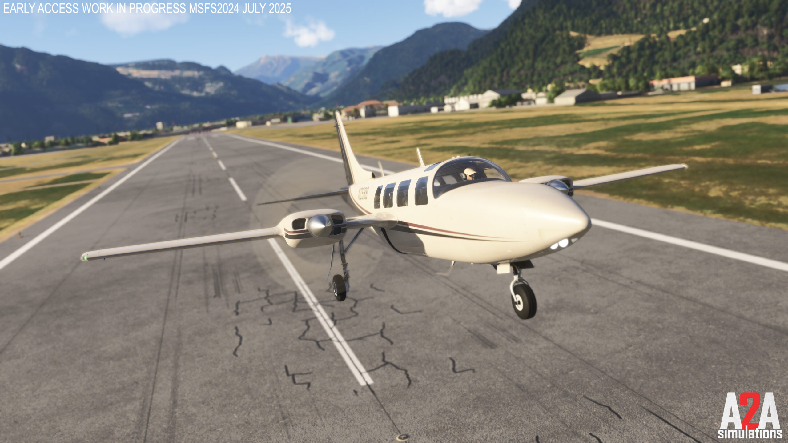 A2A Accu-Sim Aerostar 600 decolando no Microsoft Flight Simulator 2024.