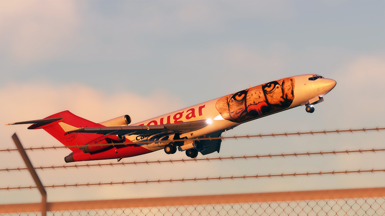 Imagem de um Boeing 727 com o kit Super27, mostrando os novos motores JT8D-217C e as reversas tipo "concha".