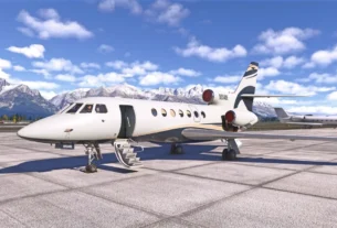 Detalhes do Falcon 50 da Contrail em desenvolvimento para Microsoft Flight Simulator 2024