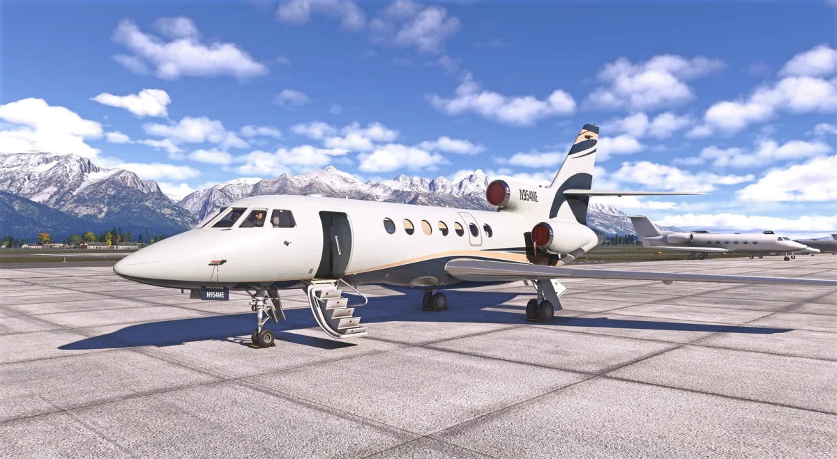 Detalhes do Falcon 50 da Contrail em desenvolvimento para Microsoft Flight Simulator 2024