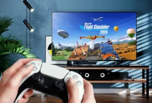 Microsoft Flight Simulator 2024 sendo jogado no console PlayStation 5