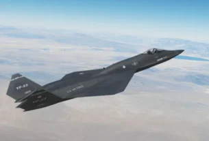 YF-23 Black Widow II voando sobre nuvens no Microsoft Flight Simulator
