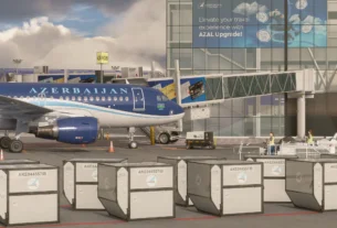 Terminal principal modelado de Baku Heydar Aliyev International Airport no Microsoft Flight Simulator
