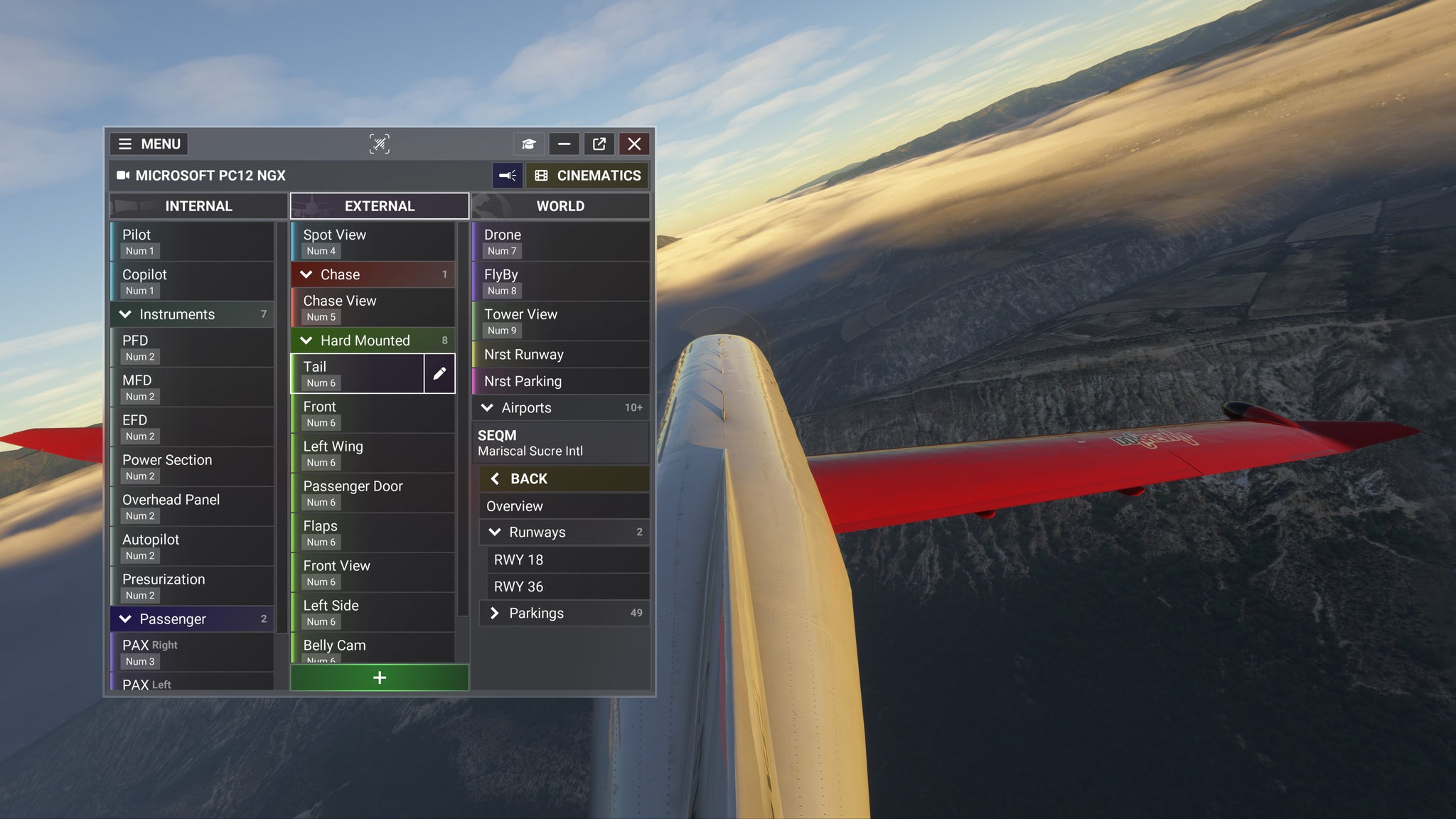 Interface do ChasePlane no Microsoft Flight Simulator 2024, imagem oficial da Parallel 42