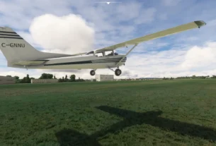 Cessna 172M freeware de Bagolu em voo no Microsoft Flight Simulator