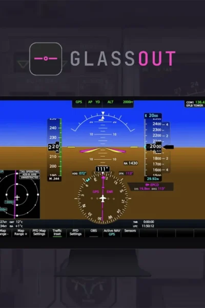 GlassOut exibindo instrumentos do Microsoft Flight Simulator em telas externas