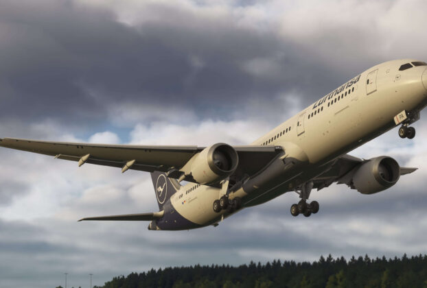 Vector Boeing 787-9 em voo no novo spotlight oficial