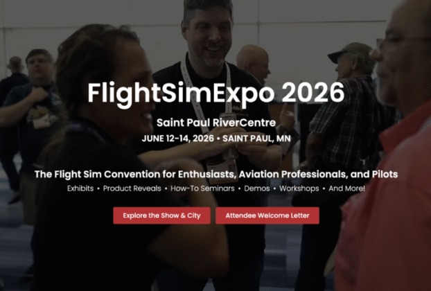 Floorplan oficial da FlightSimExpo 2026 no Saint Paul RiverCentre.
