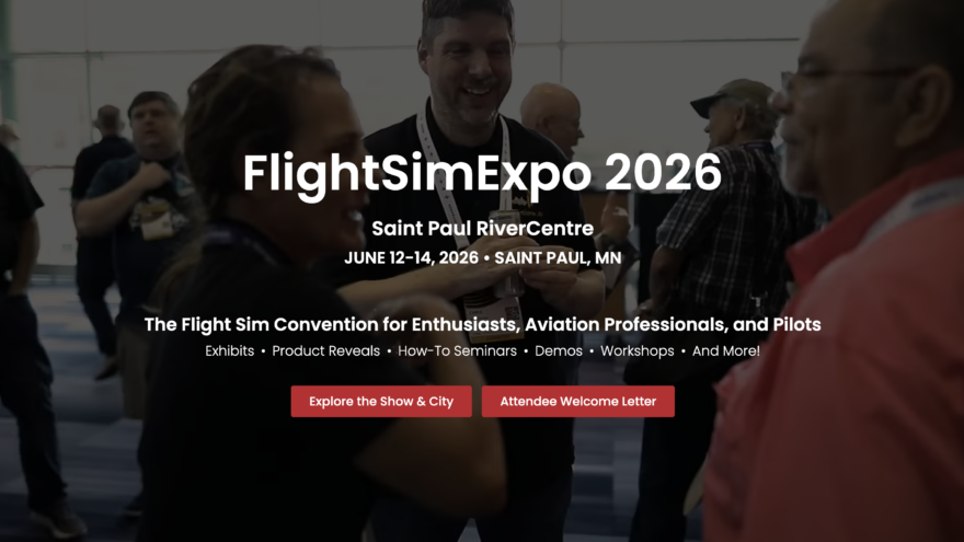 Floorplan oficial da FlightSimExpo 2026 no Saint Paul RiverCentre.