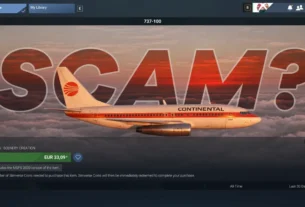 Imagem do 737-100 listado no Marketplace do Microsoft Flight Simulator