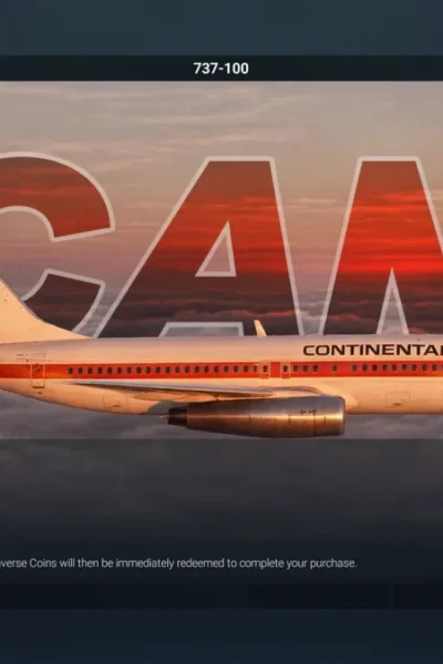 Imagem do 737-100 listado no Marketplace do Microsoft Flight Simulator