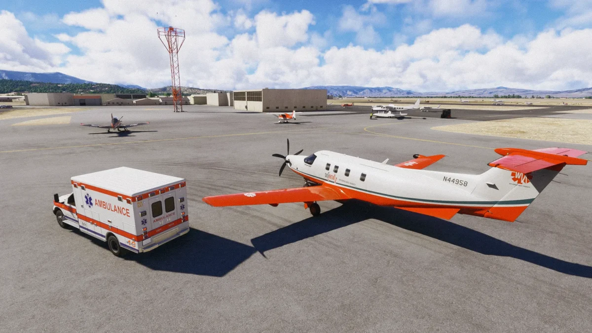 Microsoft Flight Simulator 2024 em missão do modo Career