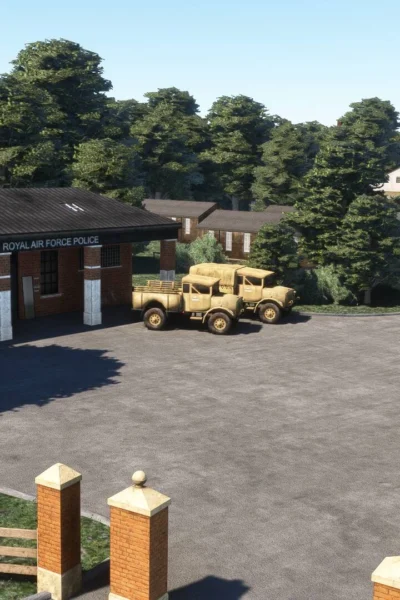 RAF Kenley 1940 no Microsoft Flight Simulator com instalações históricas do aeródromo.