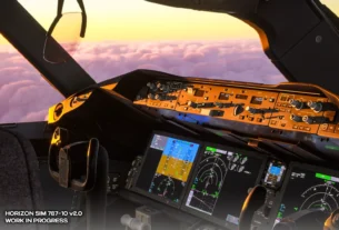 Cockpit do Boeing 787 freeware da Horizon Simulations v2.0 em desenvolvimento no MSFS