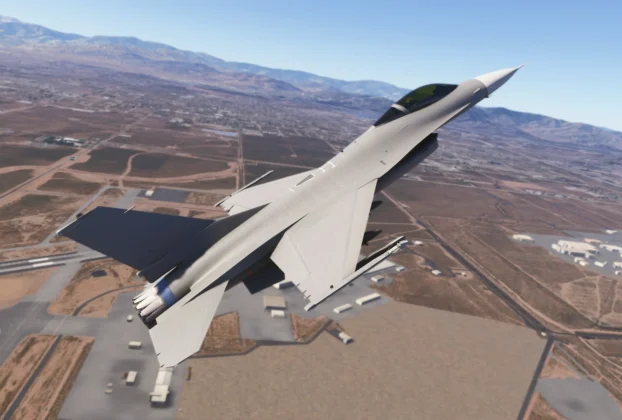 F-16A em desenvolvimento pela IndiaFoxtEcho e Heatblur no Microsoft Flight Simulator.