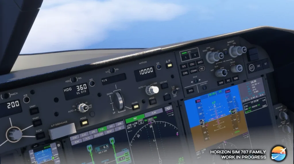 Detalhes do cockpit revisado do Horizon Simulations 787 v2.0