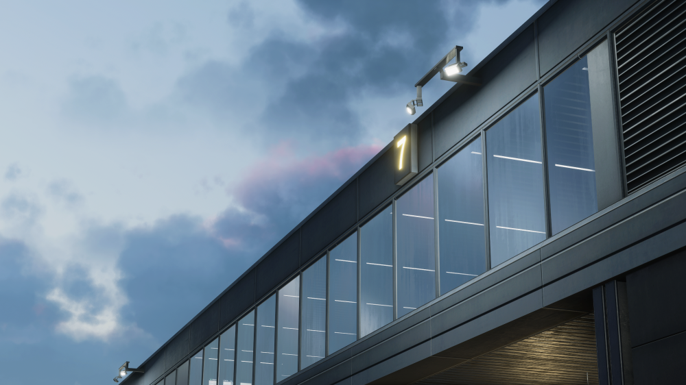 Pátio e infraestrutura de London City Airport (EGLC) no cenário da iniBuilds