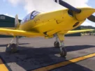 Falco F8L amarelo da Echo Simulations em solo no MSFS 2024.