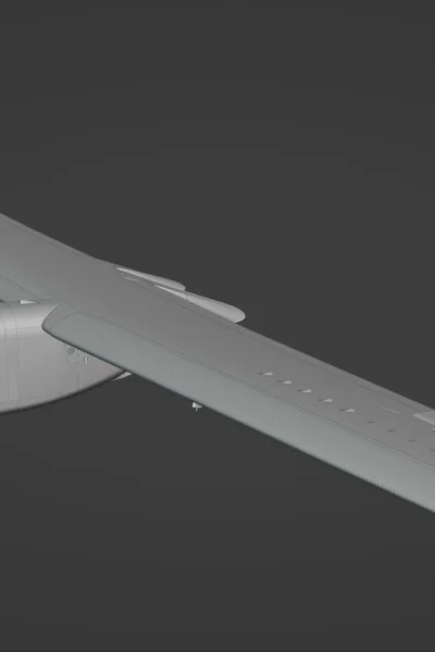 Modelo externo do ATR-72 da Mango Studios para X-Plane 12 com asa, motores e hélices em desenvolvimento