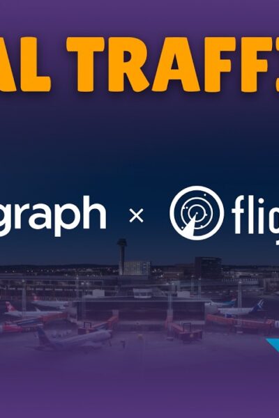 Thumbnail do vídeo sobre parceria entre Navigraph e Flightradar24 para tráfego real no Microsoft Flight Simulator
