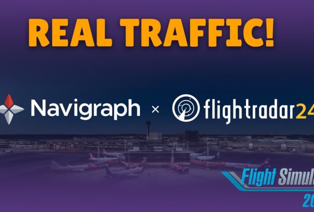 Thumbnail do vídeo sobre parceria entre Navigraph e Flightradar24 para tráfego real no Microsoft Flight Simulator