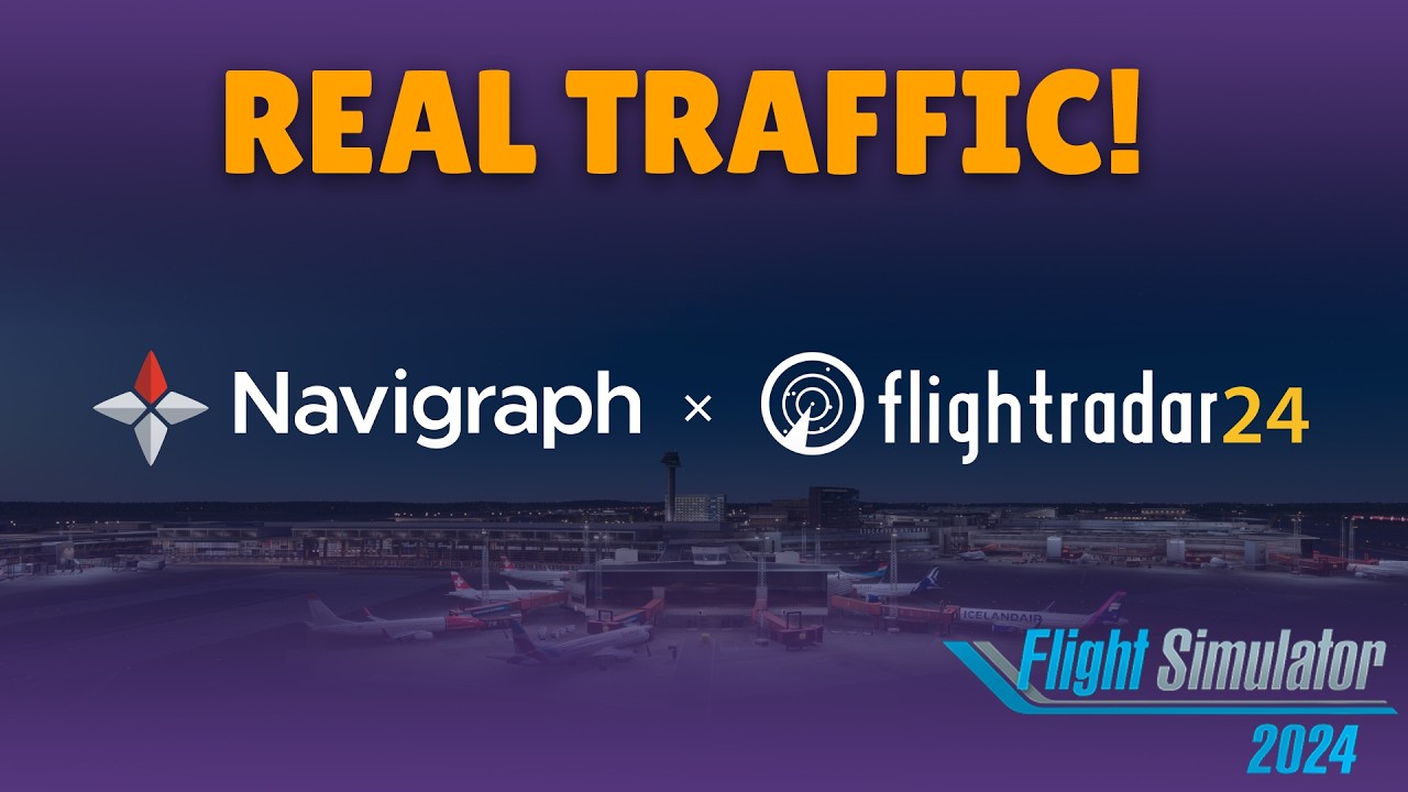 Thumbnail do vídeo sobre parceria entre Navigraph e Flightradar24 para tráfego real no Microsoft Flight Simulator