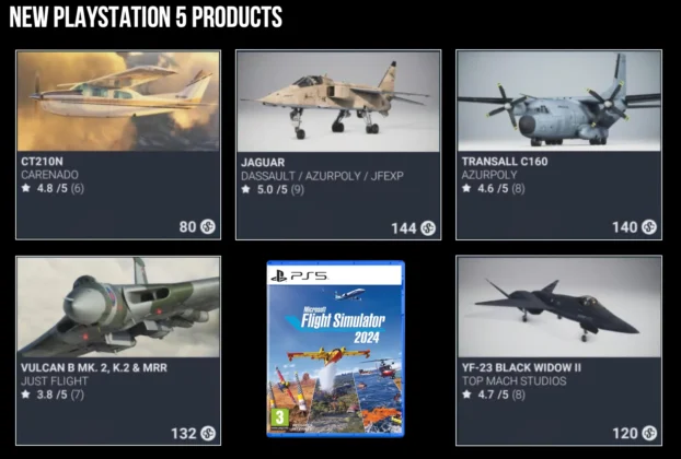 Cinco novos aviões no Marketplace do MSFS 2024 para PS5 — imagem da notícia