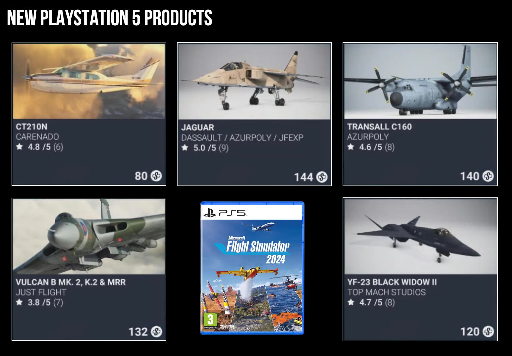 Cinco novos aviões no Marketplace do MSFS 2024 para PS5 — imagem da notícia
