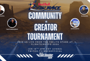 Red Bull Air Race Community vs Creator Tournament no Microsoft Flight Simulator durante o FlightSimExpo 2026