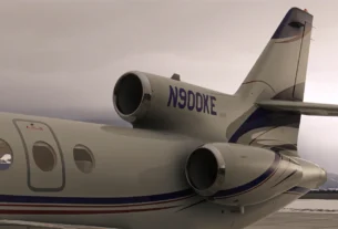 Contrail FA50 Falcon em voo no Microsoft Flight Simulator