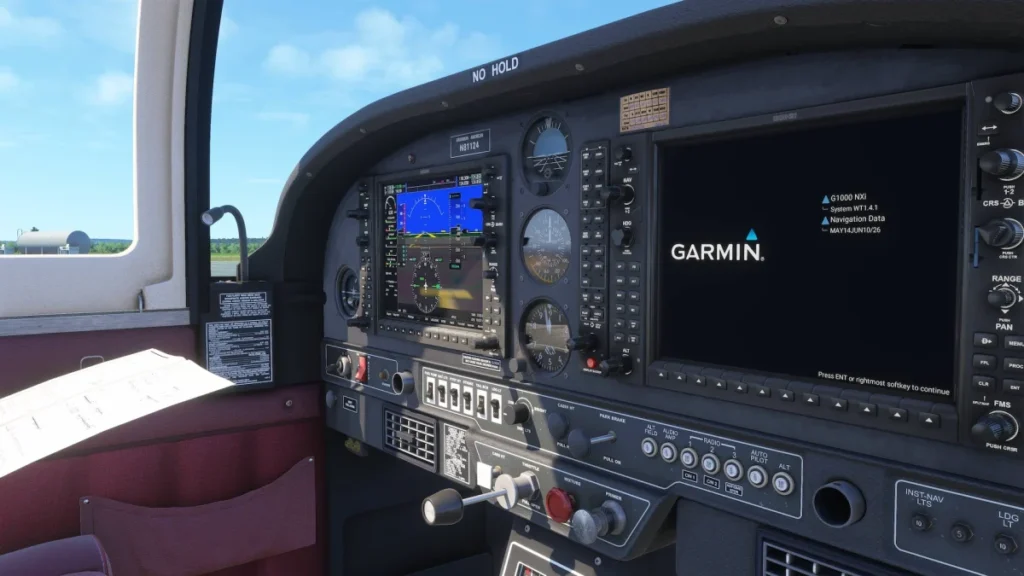 Interior do Grumman AA-5 com painel clássico no MSFS