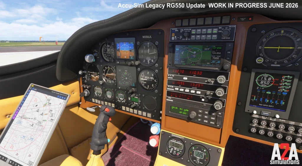 Painel do A2A Legacy RG550 em desenvolvimento no MSFS 2024