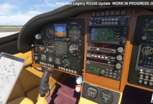 Painel do A2A Legacy RG550 em desenvolvimento no MSFS 2024