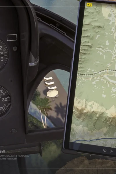 Jurassic World Archipelago EFB Map no cockpit do MSFS 2024