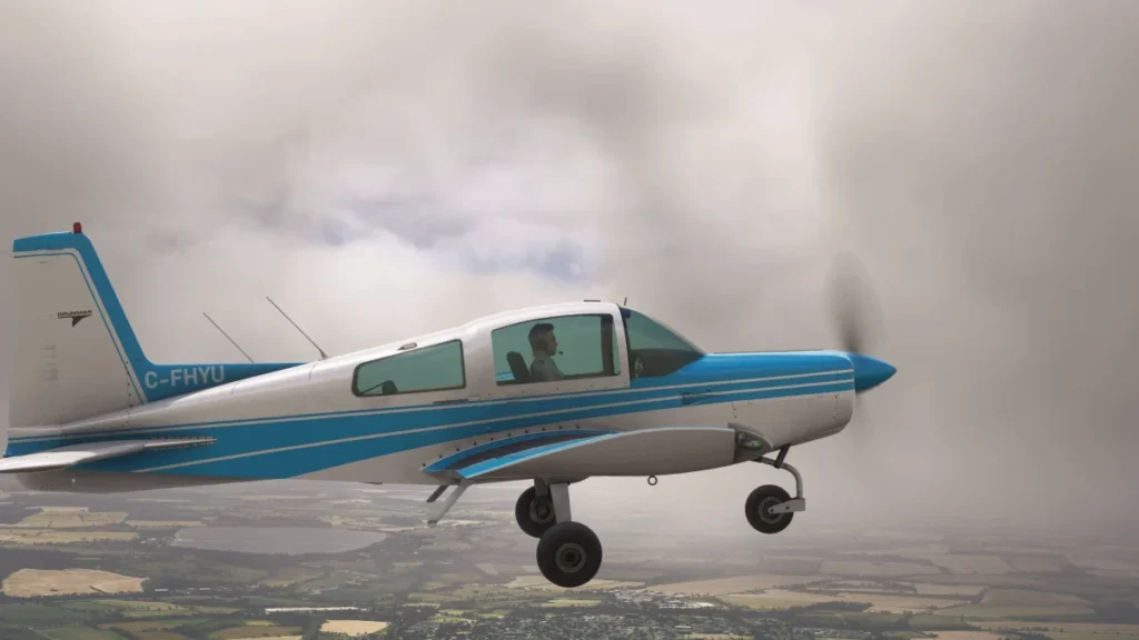 Grumman AA-5 em voo no Microsoft Flight Simulator