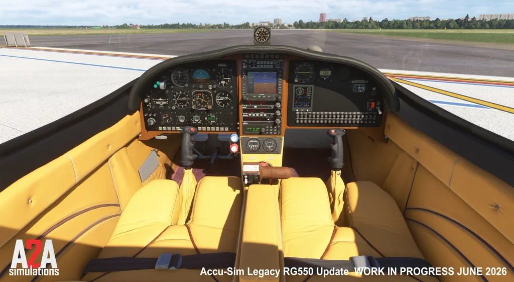 Cockpit do A2A Legacy RG550 em desenvolvimento no Microsoft Flight Simulator