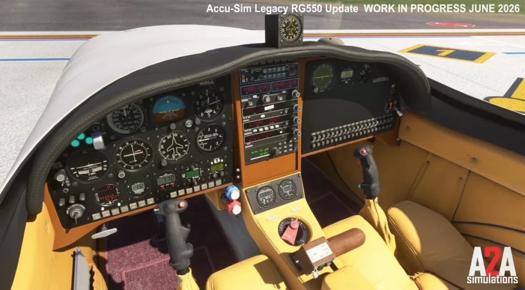 Interior do A2A Legacy RG550 em desenvolvimento pela A2A Simulations
