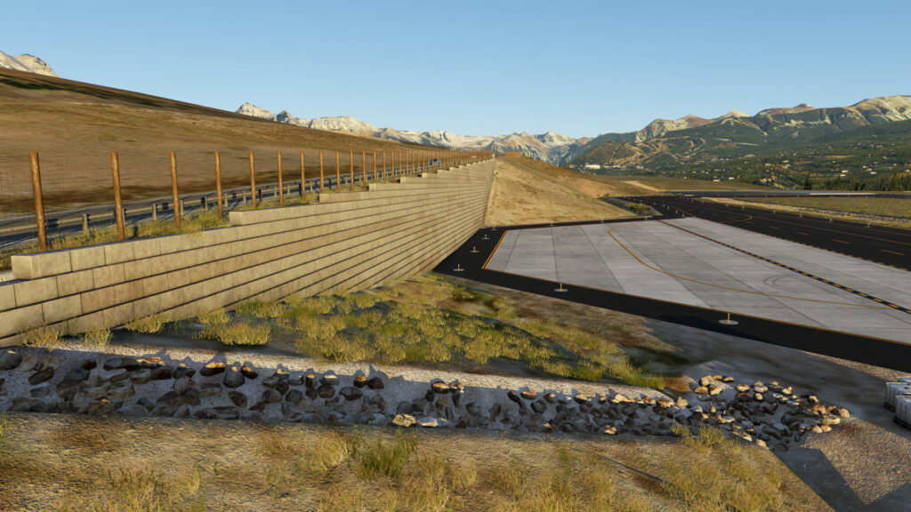 Aproximação em região montanhosa no cenário Telluride V2 para X-Plane 12