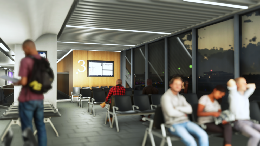 Imagem promocional do London City Airport da iniBuilds para Microsoft Flight Simulator 2024.