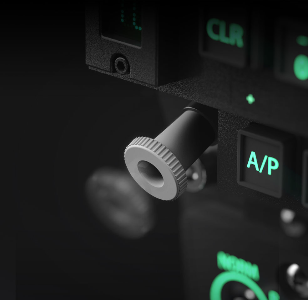 Detalhe dos controles iluminados do WINCTRL CarrierAce UFC 2.0