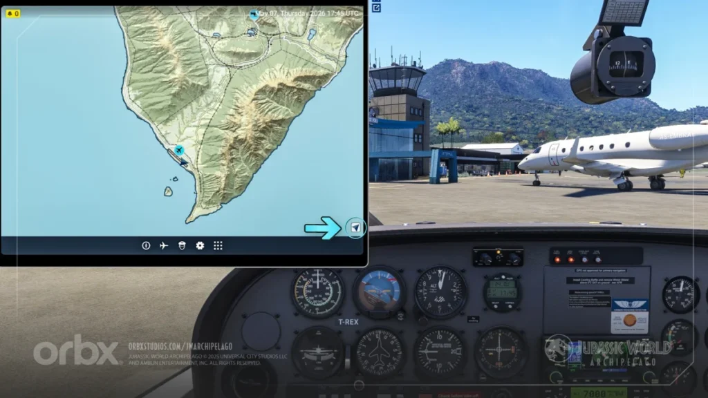 Mapa costeiro do Jurassic World Archipelago no EFB do MSFS 2024