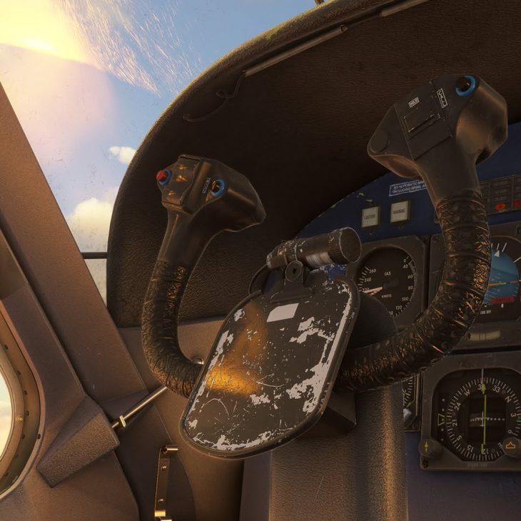 Controles do cockpit do Dornier Do 228 da Carenado