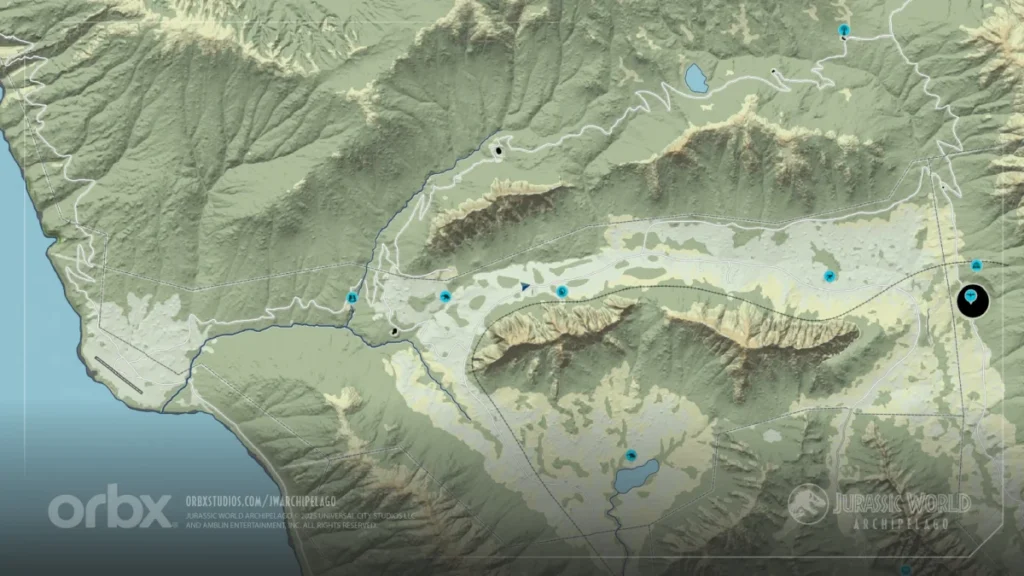 Mapa topográfico do Jurassic World Archipelago EFB Map