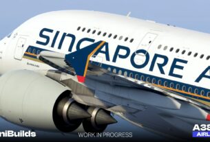 iniBuilds A380 Airliner em desenvolvimento com pintura Singapore Airlines