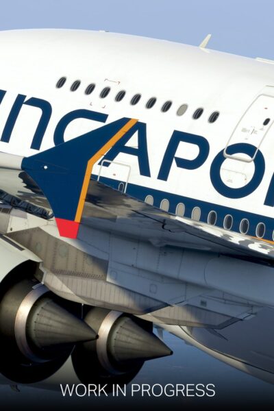 iniBuilds A380 Airliner em desenvolvimento com pintura Singapore Airlines
