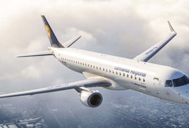 Embraer E190 da FlightSim Studio em voo no Microsoft Flight Simulator