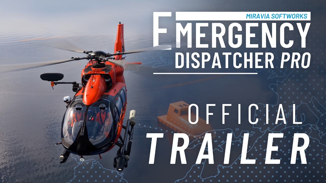 Helicóptero de resgate no trailer oficial do EmergencyDispatcherPro para Microsoft Flight Simulator 2024